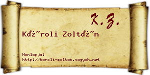 Károli Zoltán névjegykártya